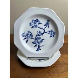 Two Vintage J & G Meakin "Dynasty" Blue and White Ironstone Octagonal Plates